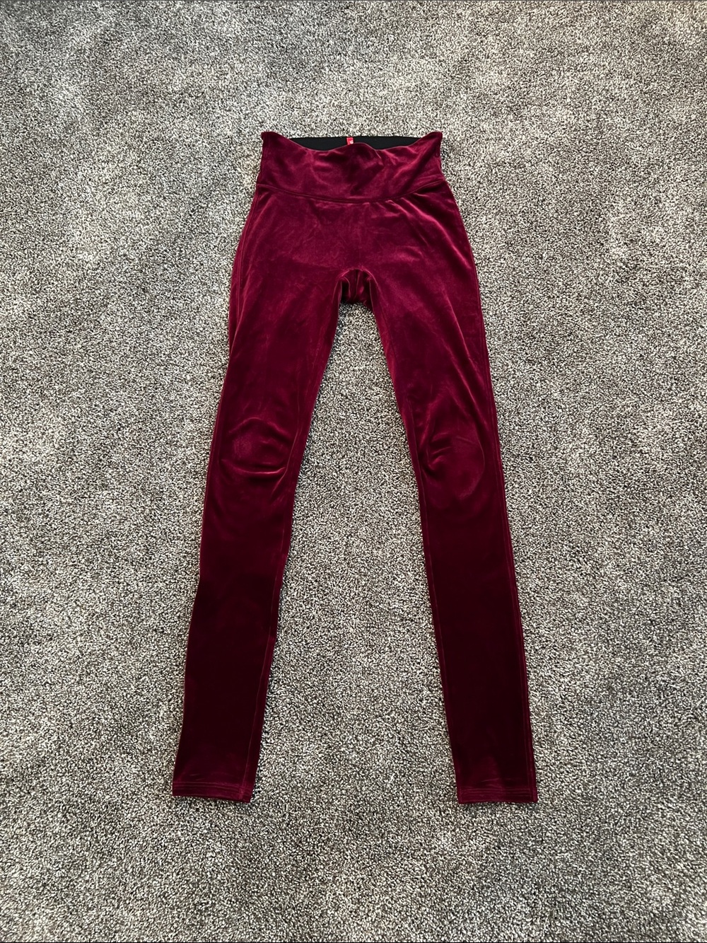 SPANX Burgundy Velvet High-Waist Leggings